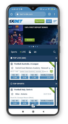 1xbet mobile app - main page