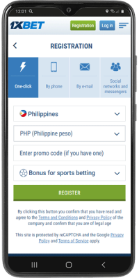 1XBET registration step 2