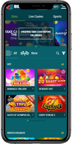 Mobile screenshot of the casino page