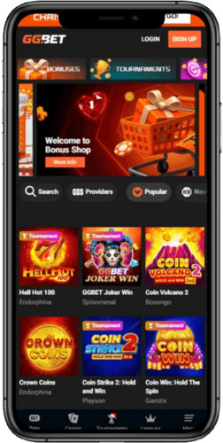 Mobile screenshot of the casino page