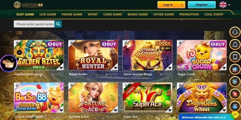 Screenshot of casino page