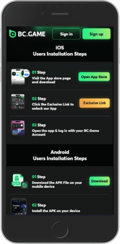 Mobile screenshot of the BC.Game app