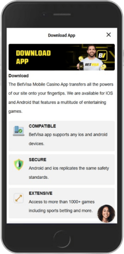 Mobile screenshot of the Betvisa mobile apps
