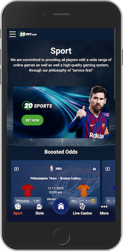 The mobile screenshot of 20Bet sport page