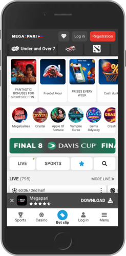 Mobile screenshot of the Megapari main page