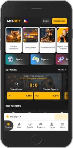 Mobile screenshot of the Melbet main page