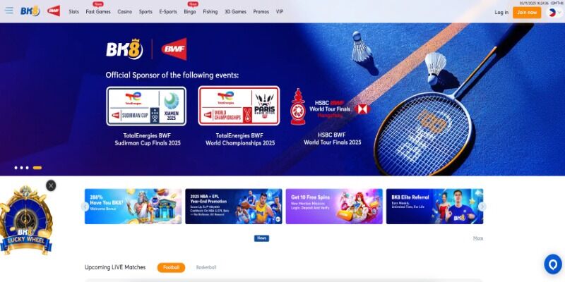 The screenshot of BK8 main page