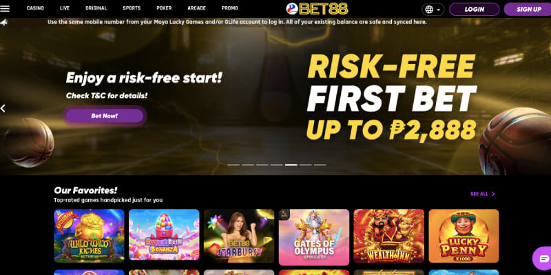 Screenshot of the Bet88 sport page