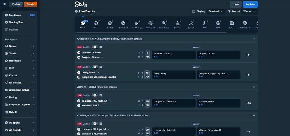 Image of main page at Stake