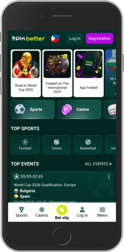 Mobile screenshot of the SpinBetter main page