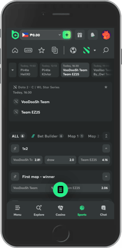 Mobile screenshot of the BC.Game sports page 2