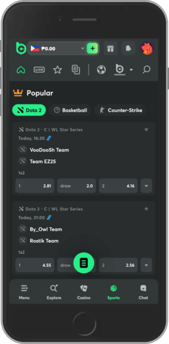 Mobile screenshot of the BC.Game sports page