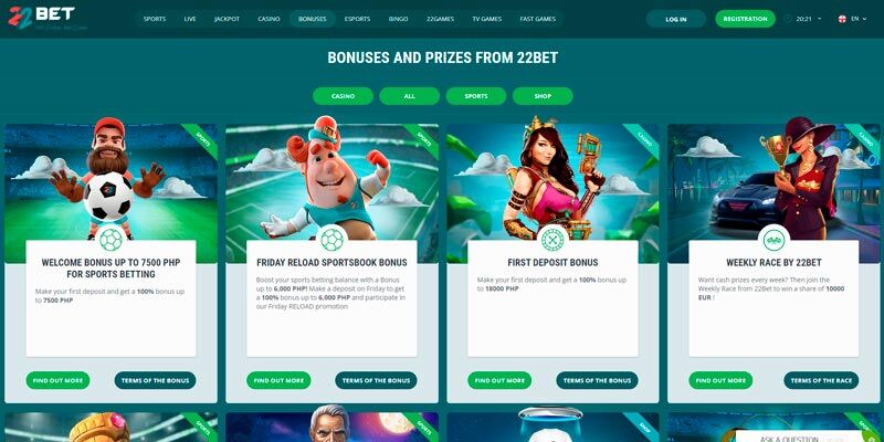 new bookmaker 22Bet promo page