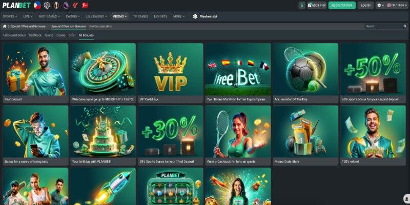 The screenshot of Planbet promo page