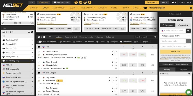 Melbet desktop sport page screenshot