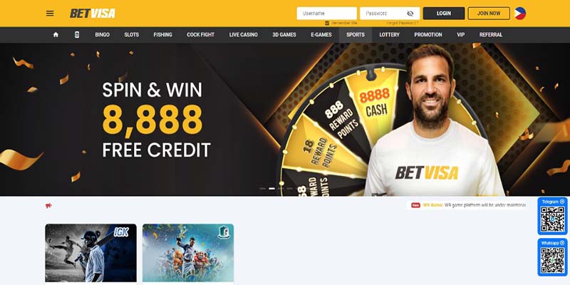 Screenshot of the betvisa sport page
