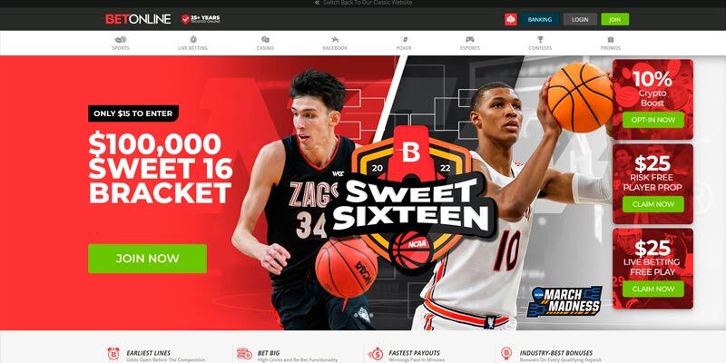 bookmaker betonline - homepage