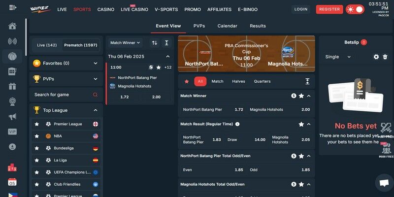 bookmaker WinZir - homepage