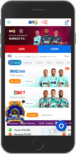 Mobile screenshot of the BK8 home page