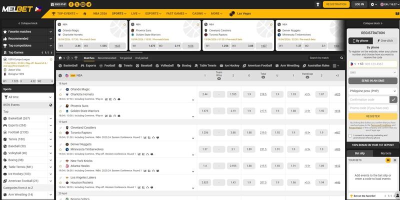 Screenshot of sports page at MelBet