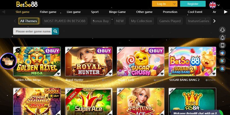 Screenshot of the BetSo88 casino page