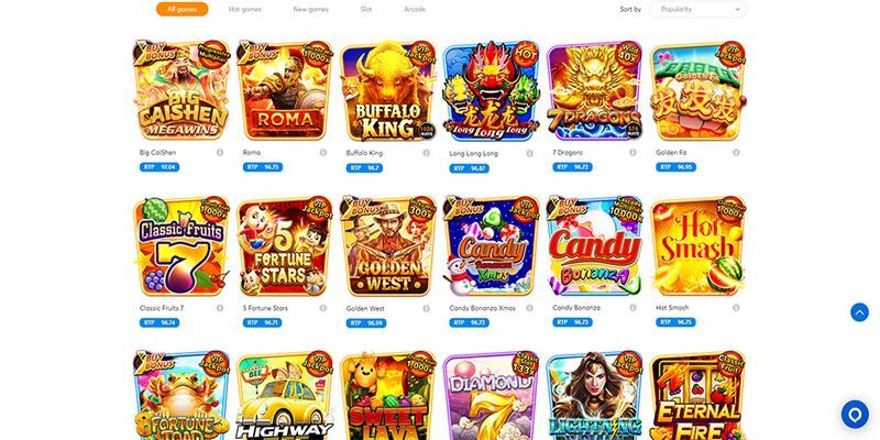 Screenshot of the BK8 casino page