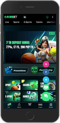 Mobile screenshot of Almabet support options