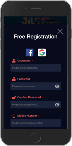 Mobile screenshot of the Jiliko registr page