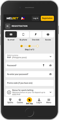 Mobile screenshot of the Melbet registration page 3