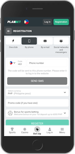 Register with phone on PlanBet