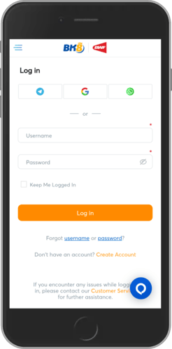 Image of BK8 login page
