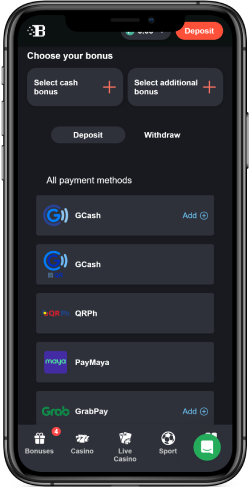 Screenshot of Bons deposit