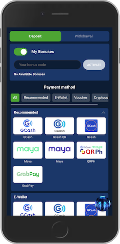 Mobile screenshot of 20bet deposit options