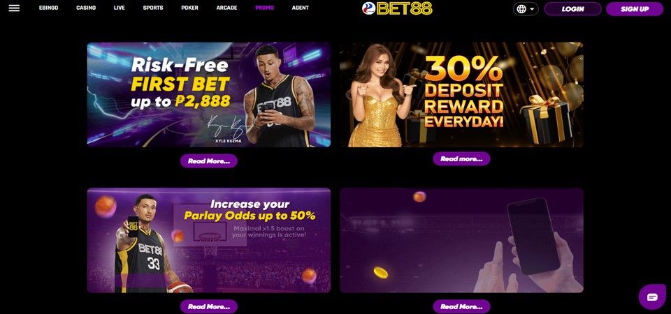 Screenshot of the bet88 bookmaker bonus page