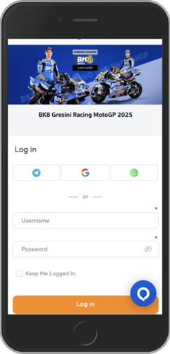 Screenshot of BK8 login page