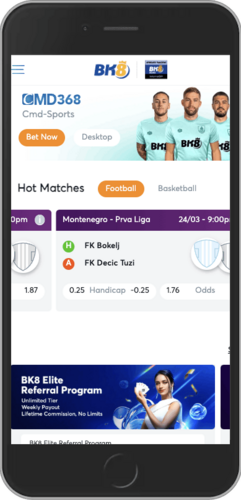 Screenshot of BK8 event page