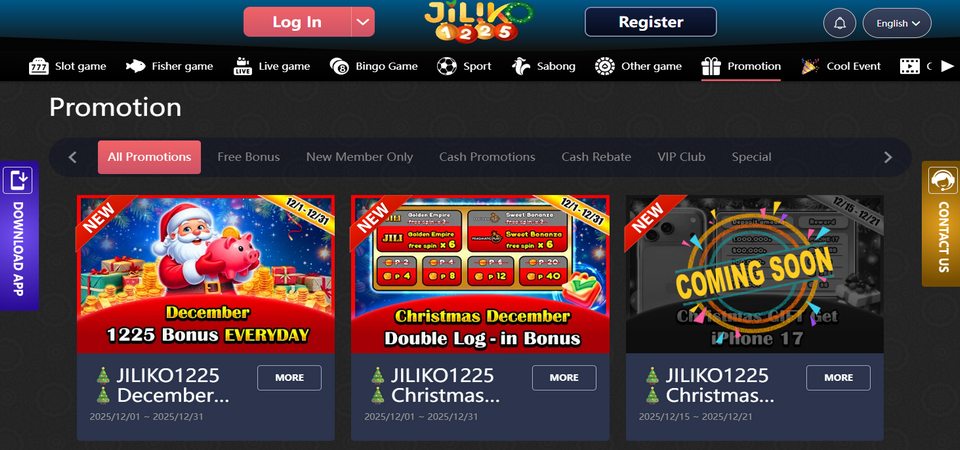 Screenshot of the bonus page of the bookmaker JILIKO1225