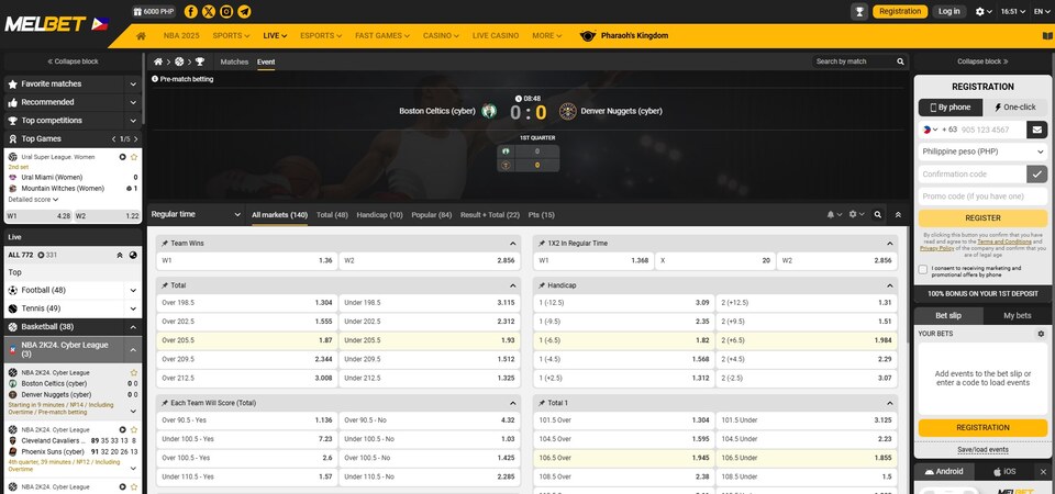 Image of live betting at Melbet