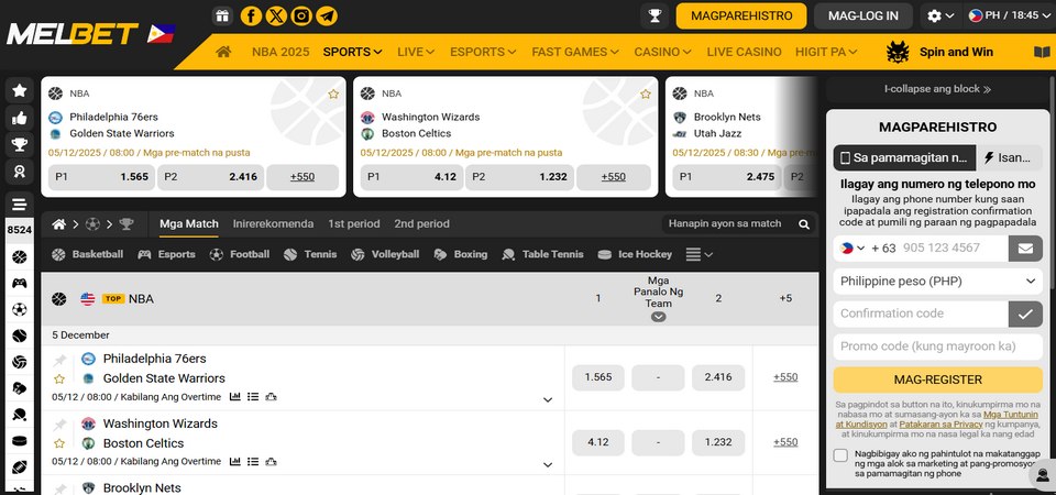 Image of live betting at Melbet